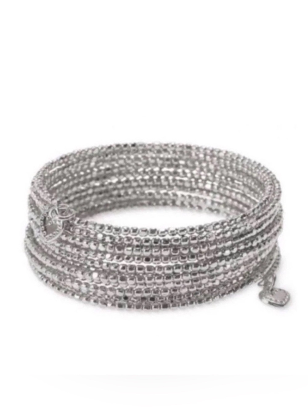 Stella & Dot Silver Tone Beaded Coil Wrap Bracelet